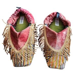 Goody Artistic Unique Mercari fringe trim Velvet Ballet Fairy Slippers Youth 5-7
